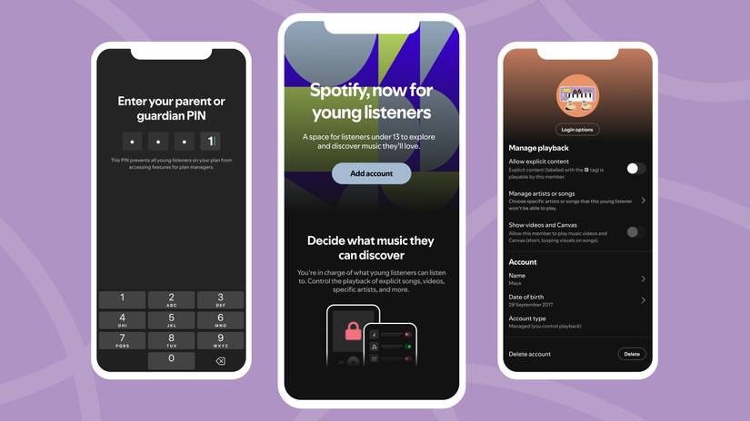A graphic highlighting Spotify's managed accounts and their functionality.