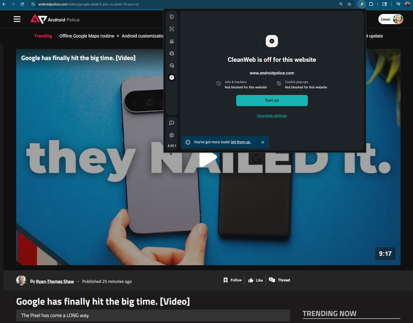 The Surfshark ad blocker used while on Android Police.