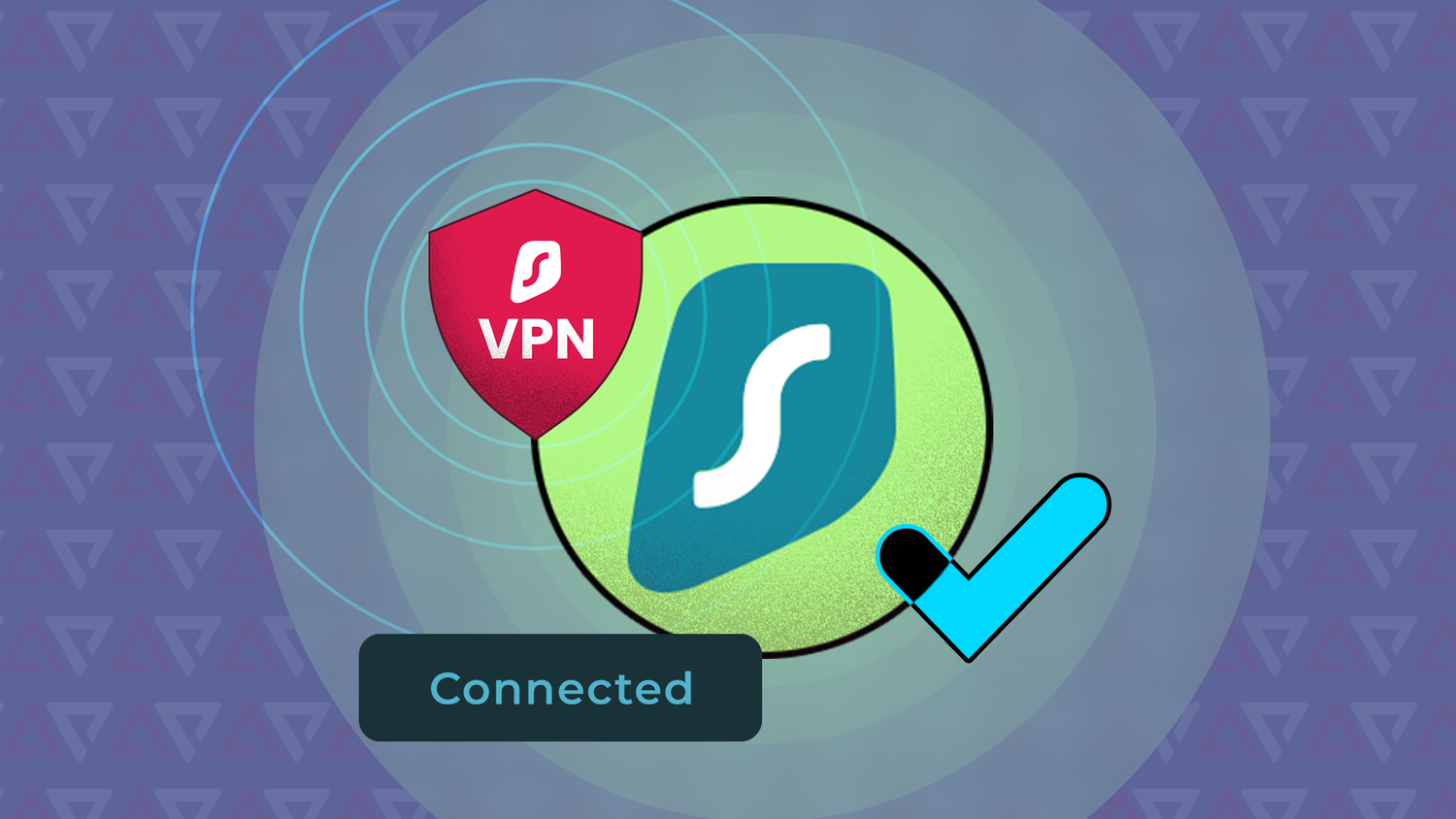 The Surfshark logo with a checkmark and a VPN icon.