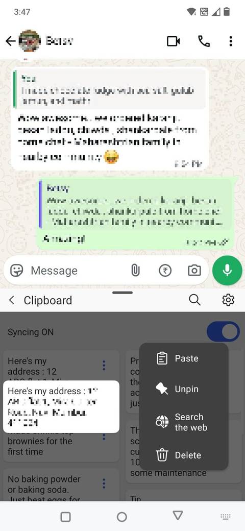 لقطة شاشة توضح الخيارات الموجودة في حافظة SwiftKey