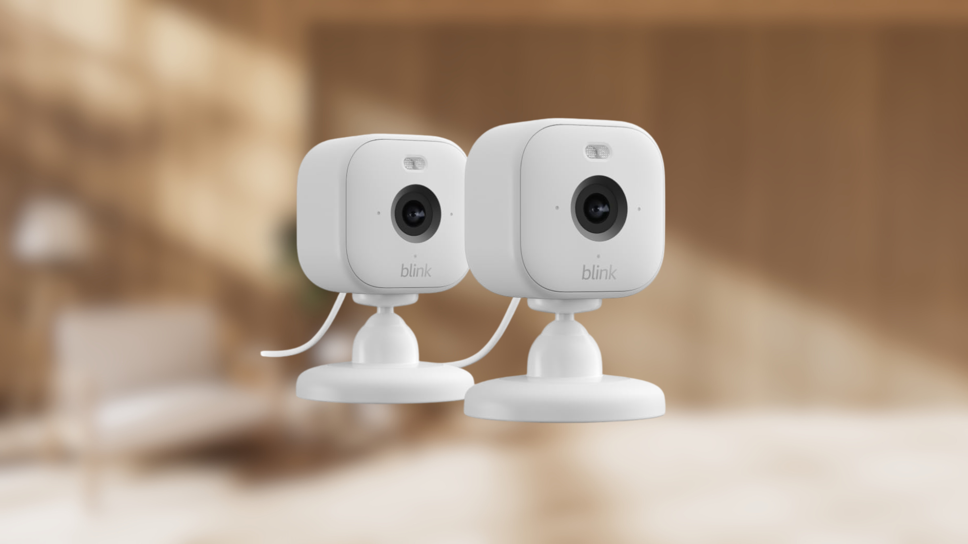 Blink Mini 2 bundle in front of blurred home background