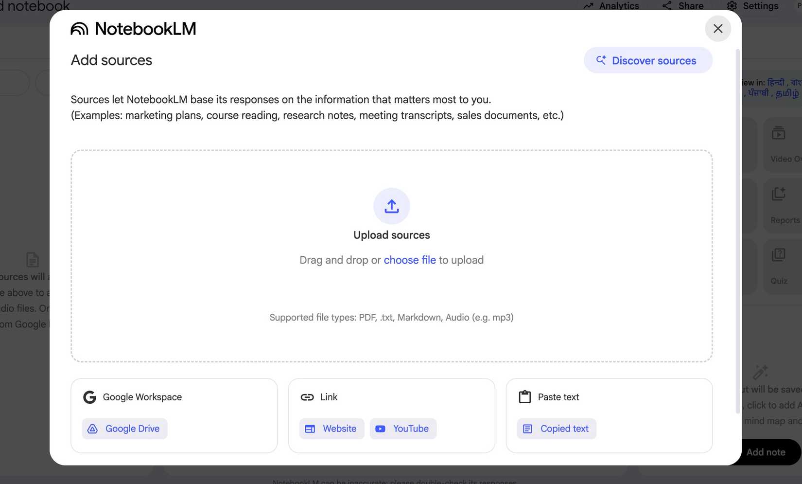 add sources in NotebookLM