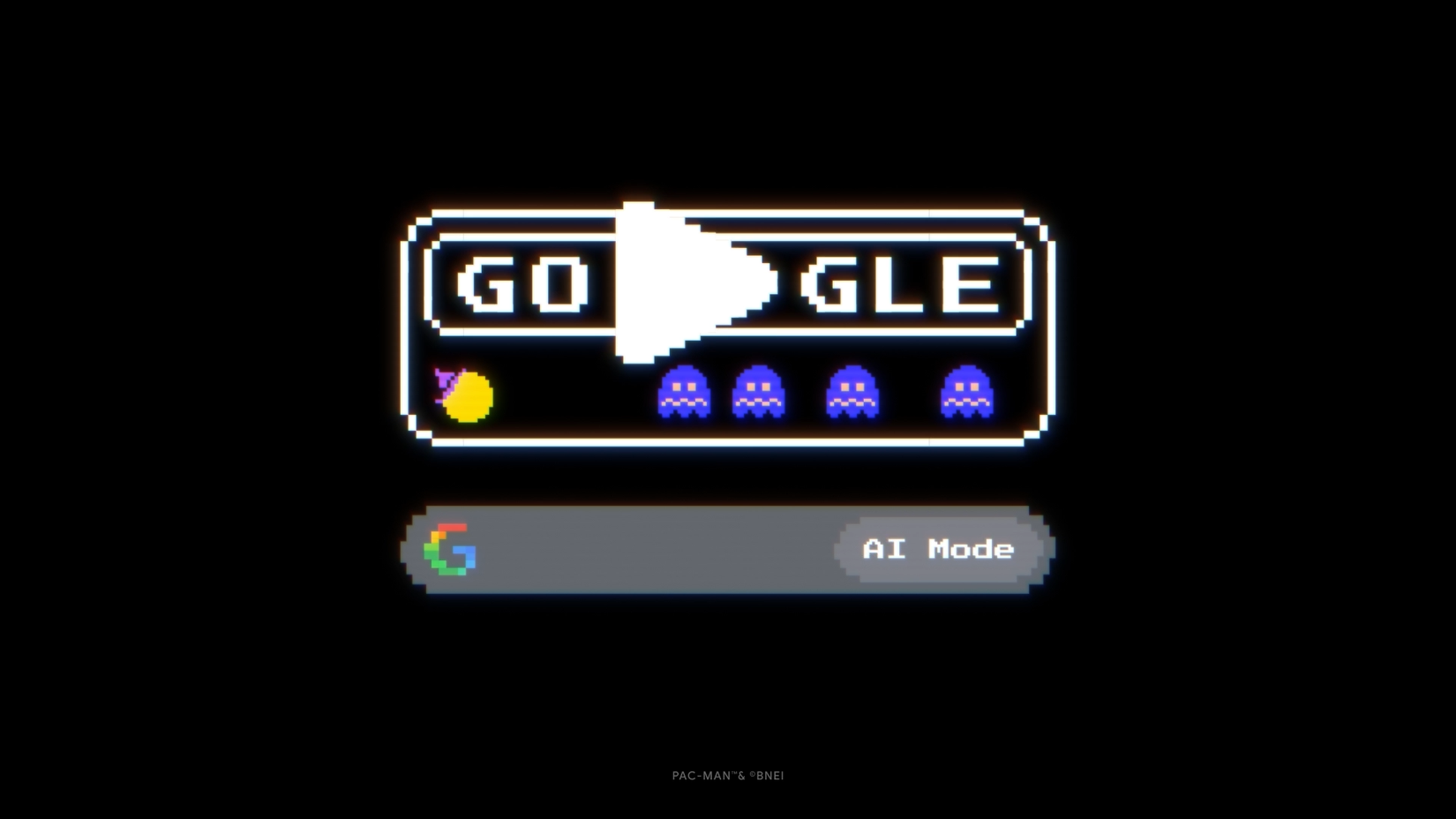 A screenshot highlighting Google's Pac-Man doodle.