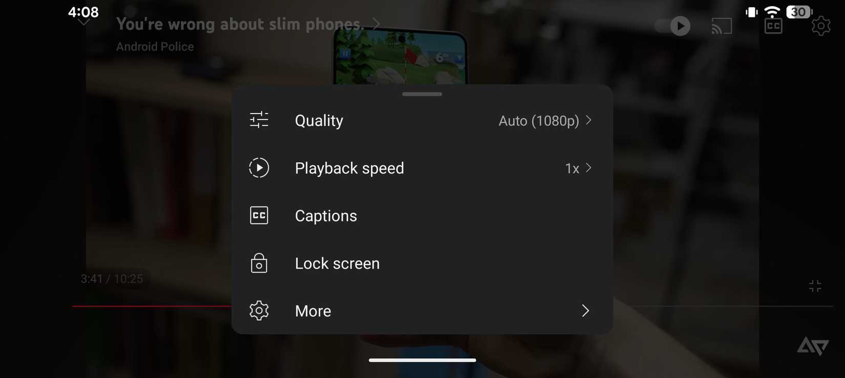 YouTube app playback settings
