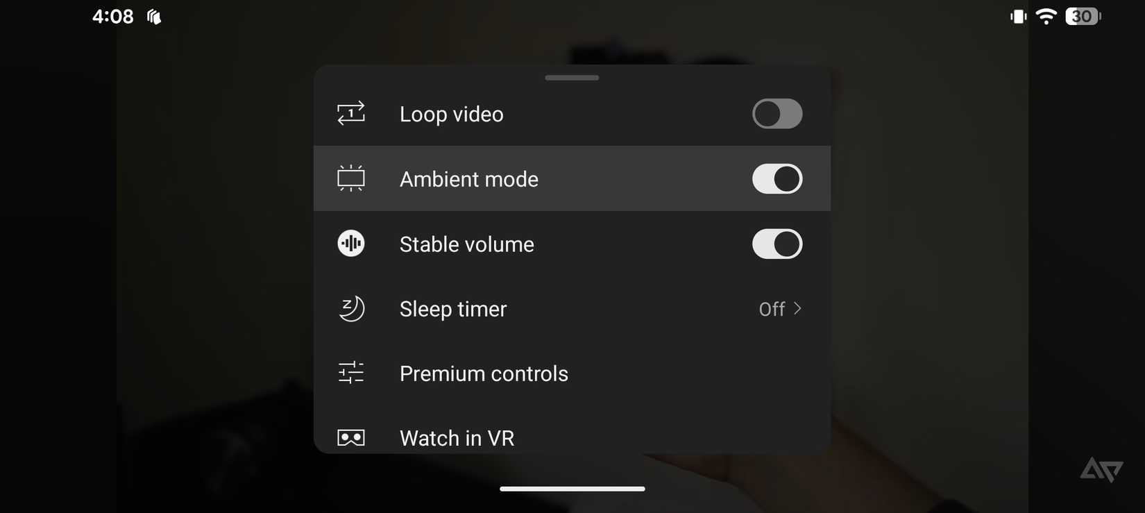 Disabling YouTube app's Ambient mode