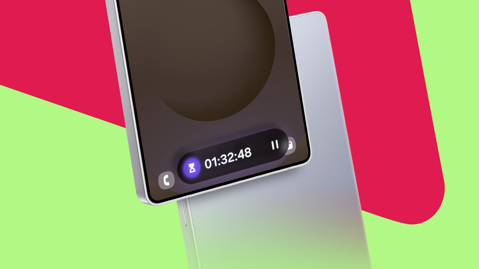 Um close da tela de bloqueio de um telefone Samsung mostrando o widget do temporizador Now Bar na parte inferior.