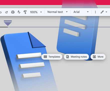 6 κρυφές λειτουργίες των Εγγράφων Google που δεν γνωρίζατε ότι μπορούν να σας εξοικονομήσουν ώρες Μια στυλιζαρισμένη απεικόνιση μιας μινιμαλιστικής διεπαφής Εγγράφων Google, με δύο μπλε λογότυπα των Εγγράφων Google να επιπλέουν