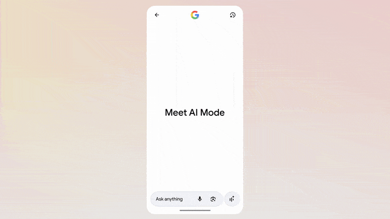 Um GIF destacando os recursos de ajuda para reservas de agentes do AI Mode.