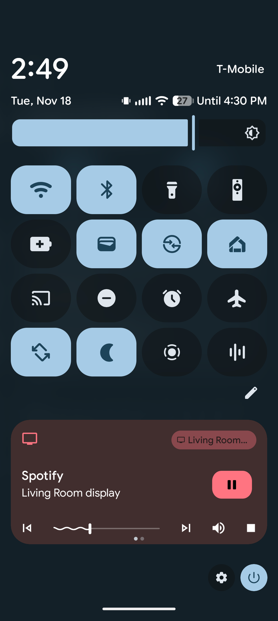 The Android quick settings panel