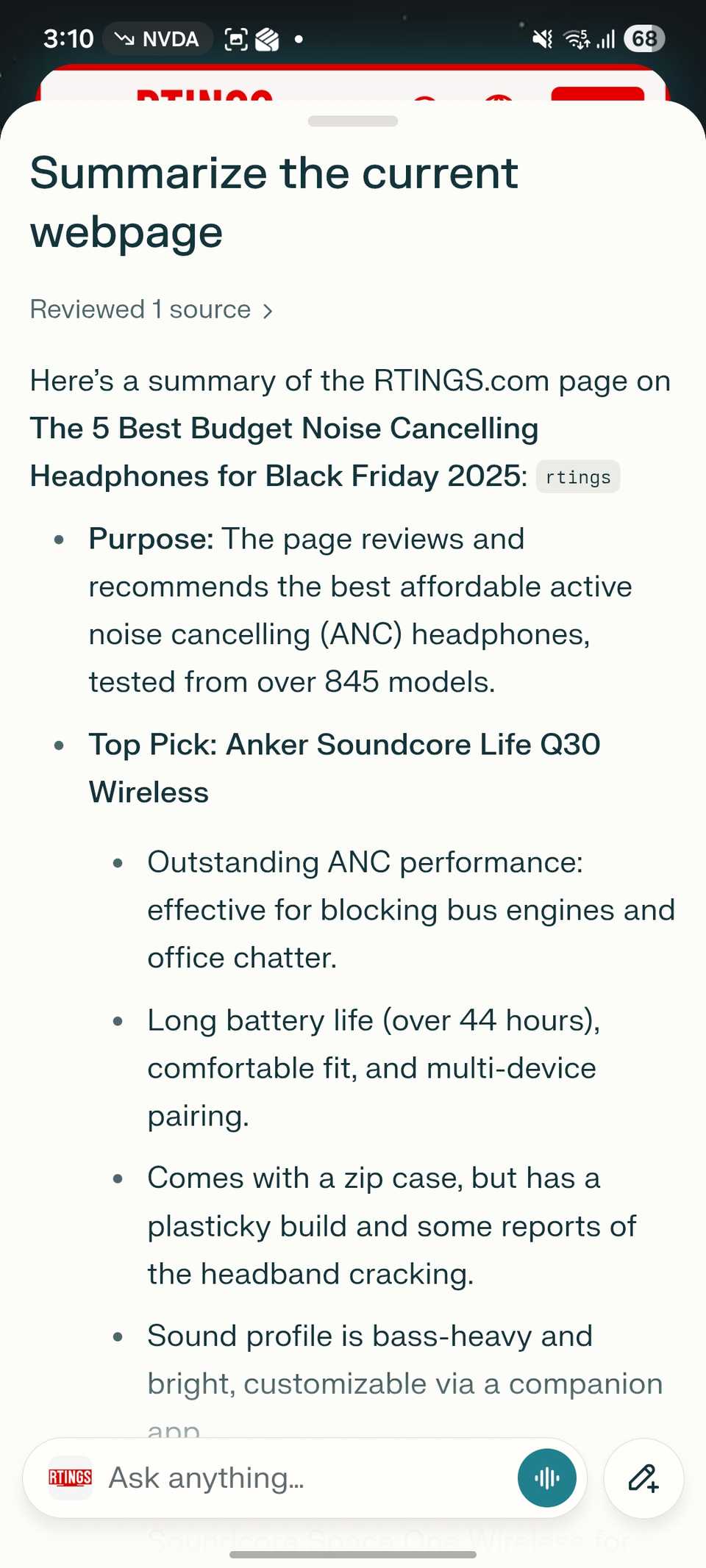 Riepilogo della cometa