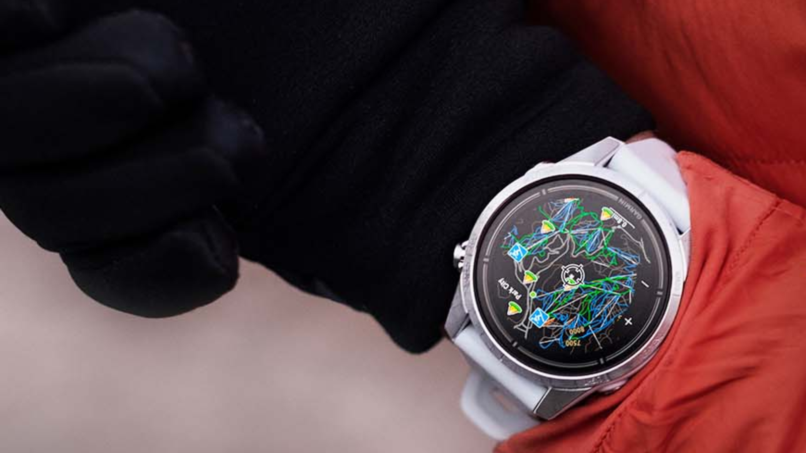 Garmin epix Pro (Gen 2) Sapphire Edition on wrist with maps