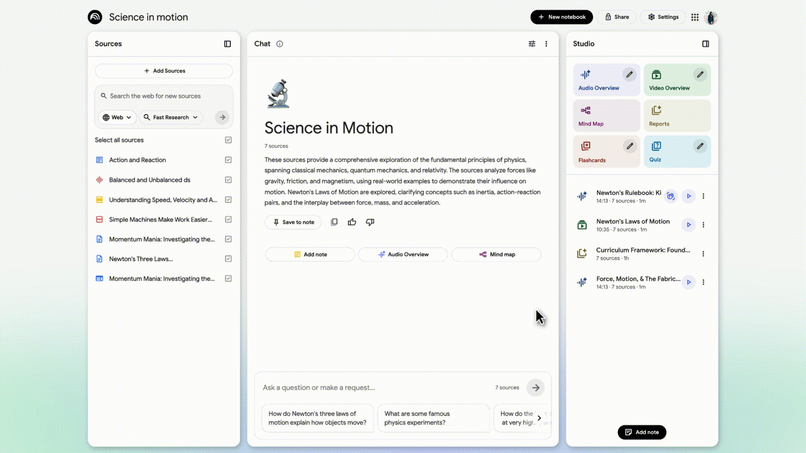 Image showing Deep Research feature on NotebookLM