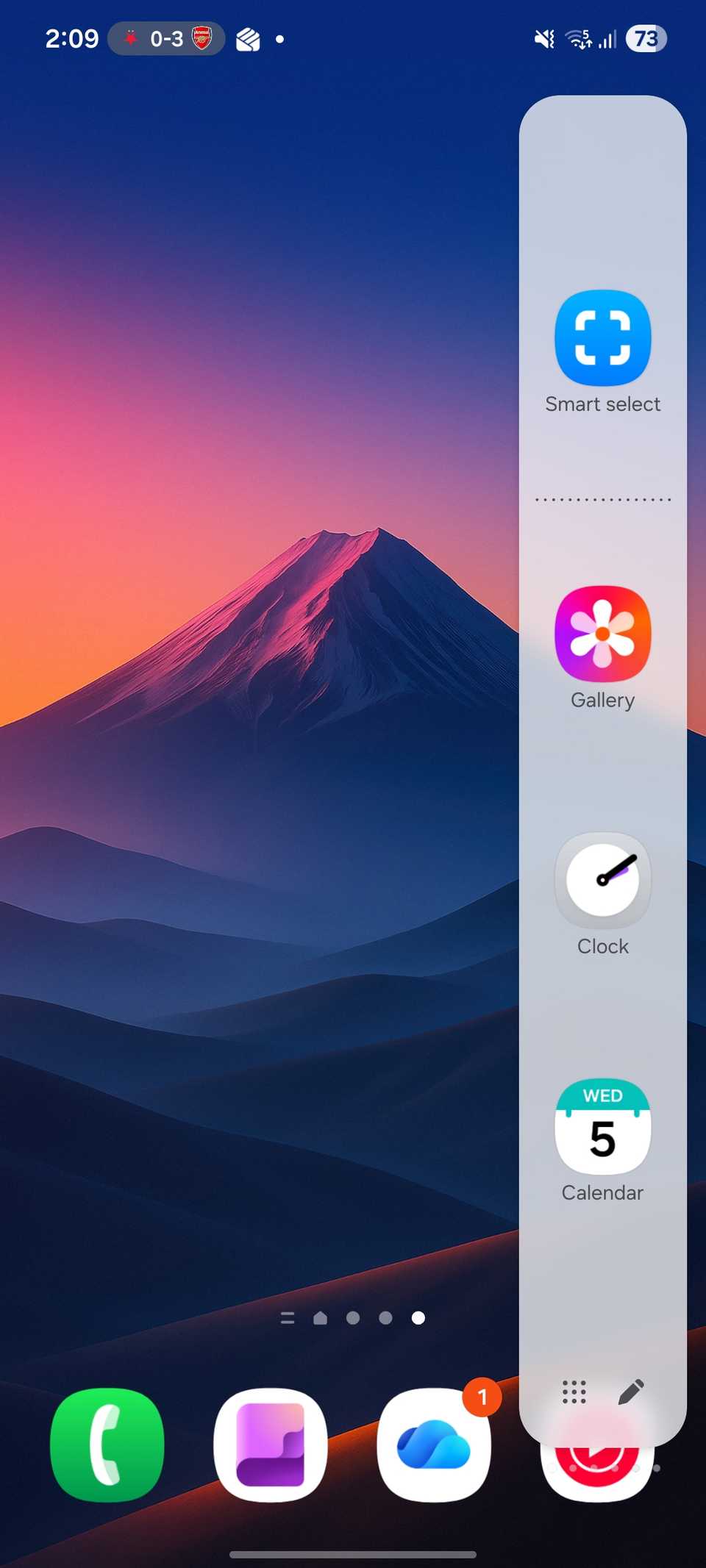 Mostrando o aplicativo Edge Panel