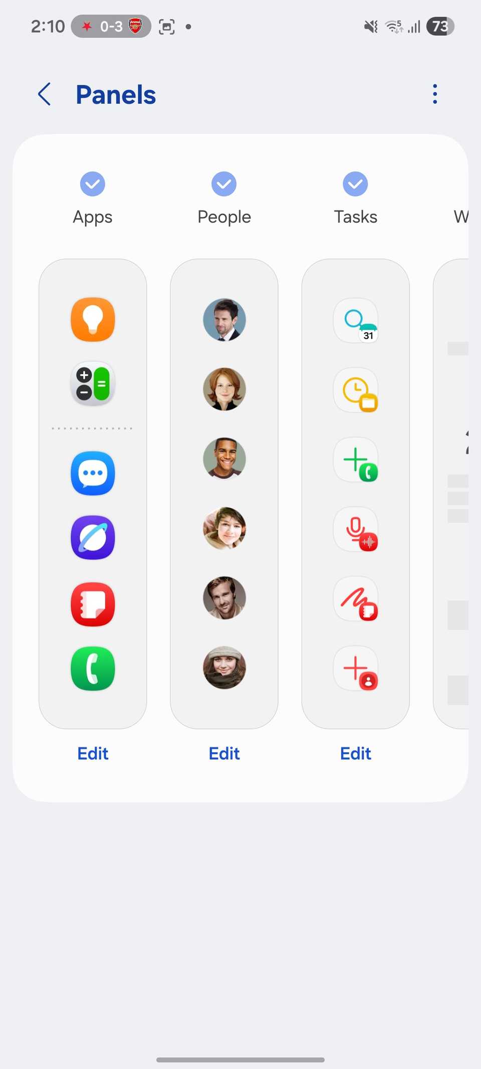 Personalização do painel de borda