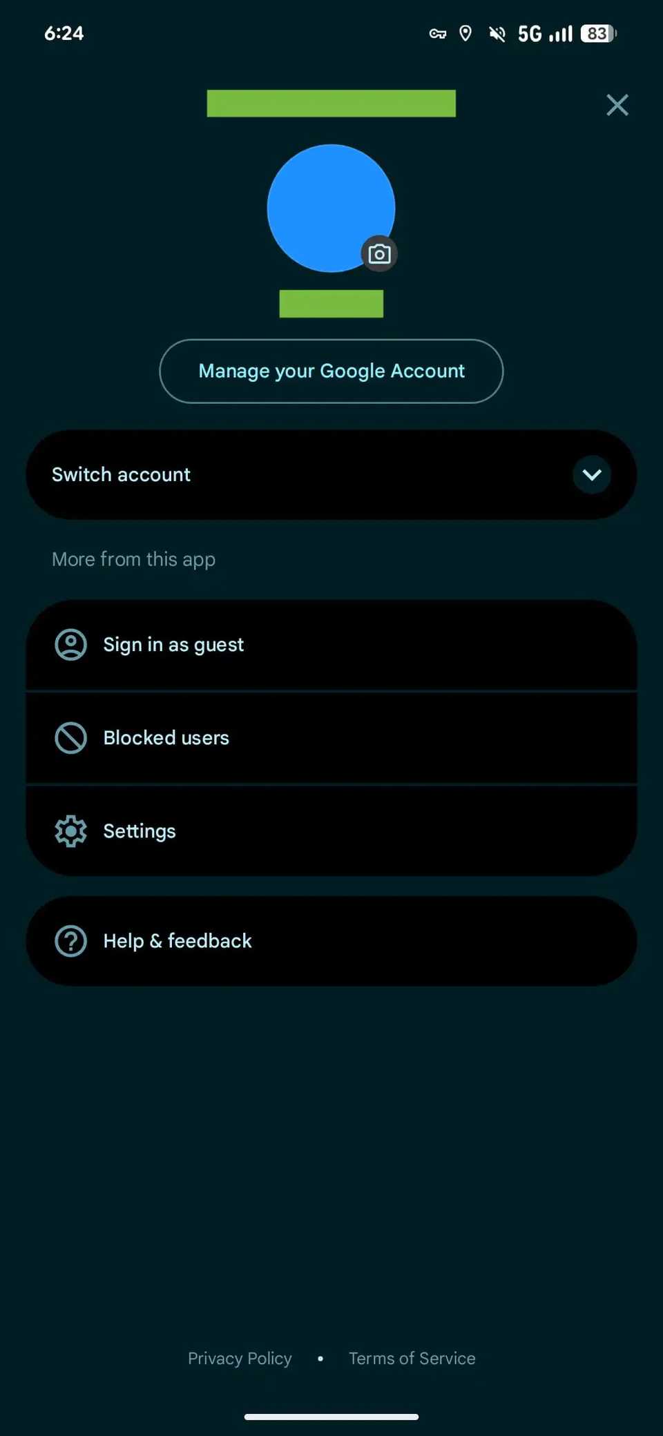 Screenshot showing Find Hub account menu