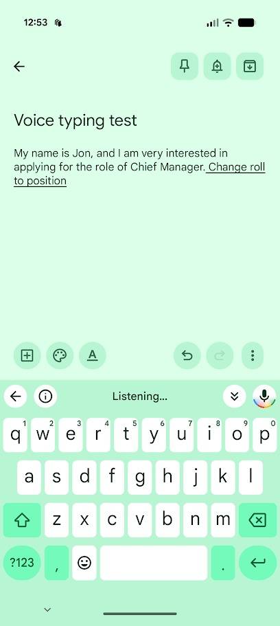 gboard text in green ui color