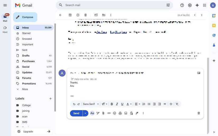 Captura de tela mostrando o recurso Ajude-me a escrever Gemini no Gmail