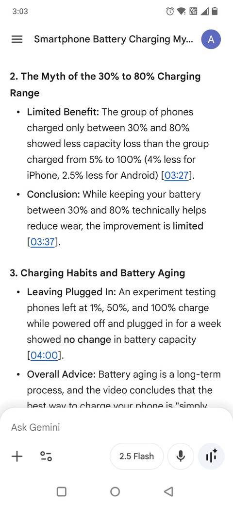 Screenshot showing how to get a YouTube summary in the Gemini app