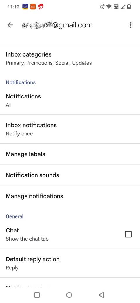 Screenshot showing the Inbox categories option in Gmail Settings