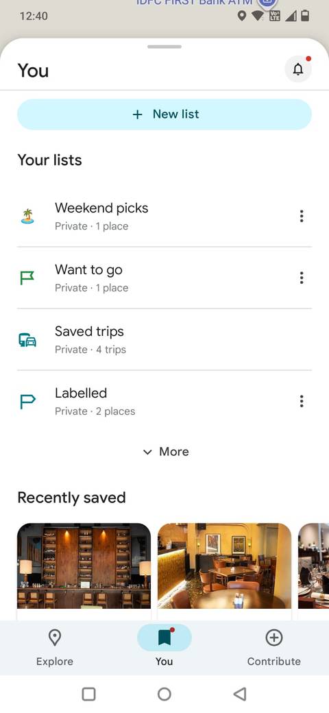 Screenshot showing the Weekend picks list in Google Maps