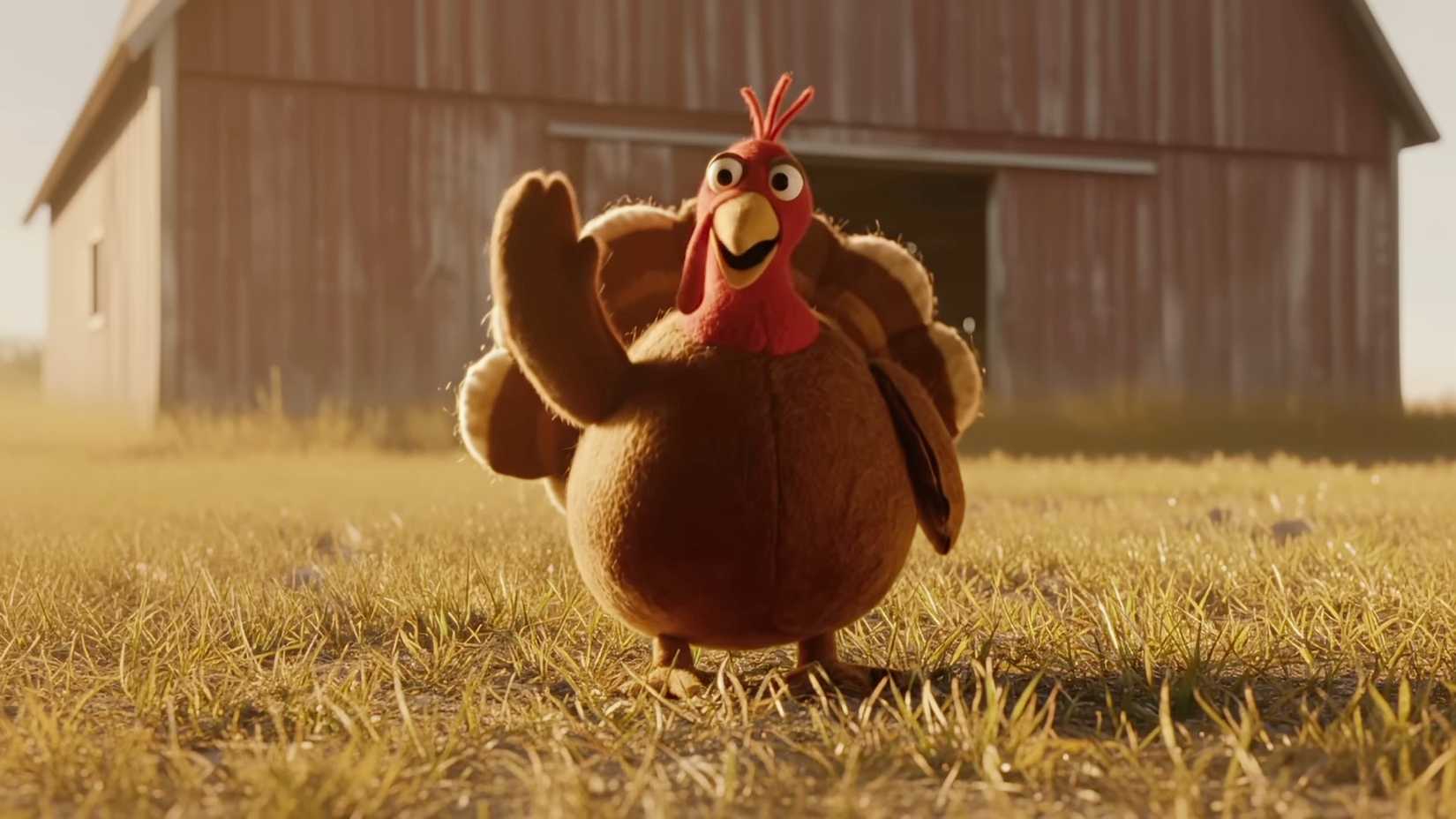 A screengrab of Google's AI-generated ad with a turkey waving