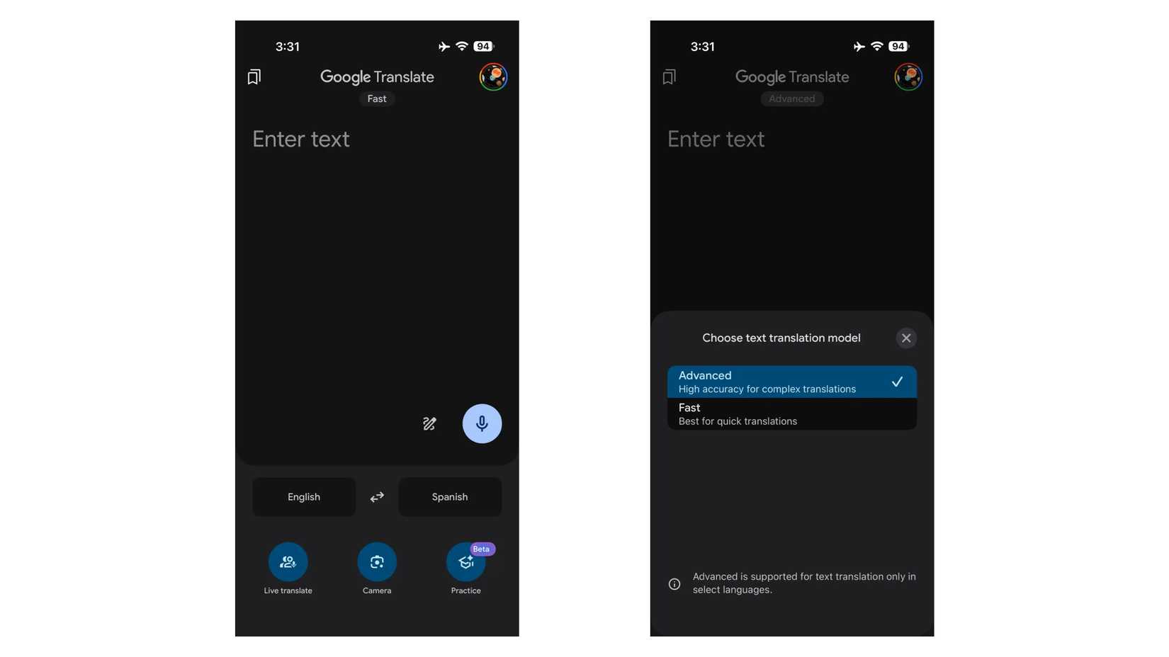 New translation models in Google Translate