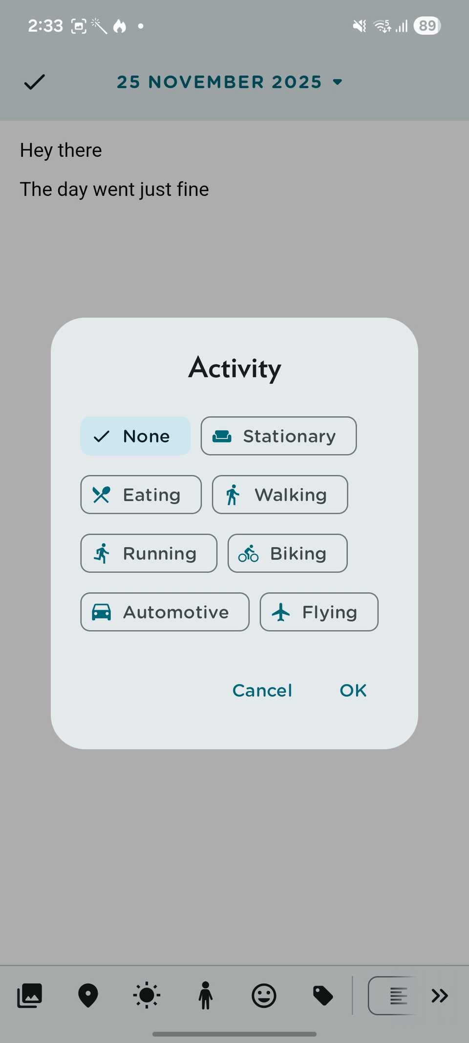 Attività dell'app Viaggio