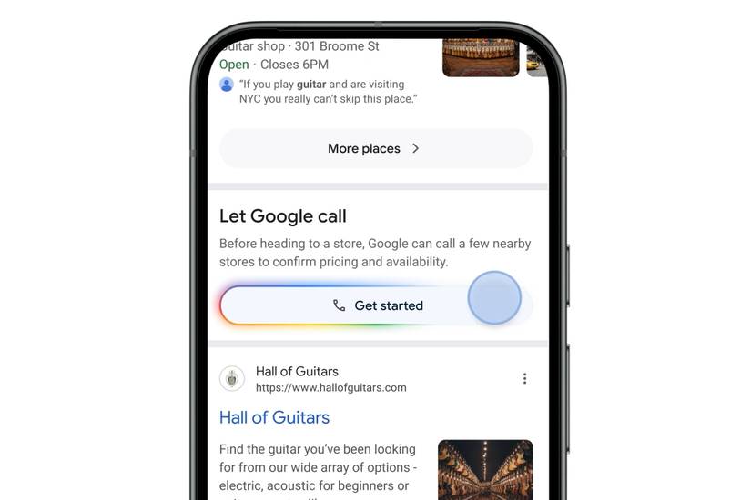 Captura de tela destacando o botão Permitir chamada do Google.