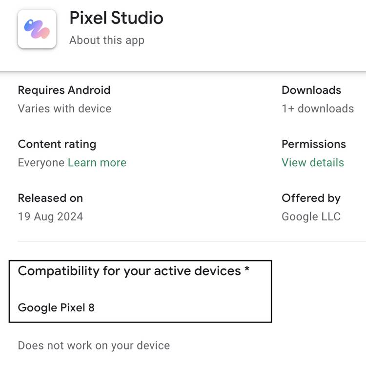سربت صفحة دعم Google للتو وصول Pixel Studio إلى Pixel 8 1 صورة توضح أن دعم Pixel Studio لهاتف Pixel 8 لم يبدأ بعد.