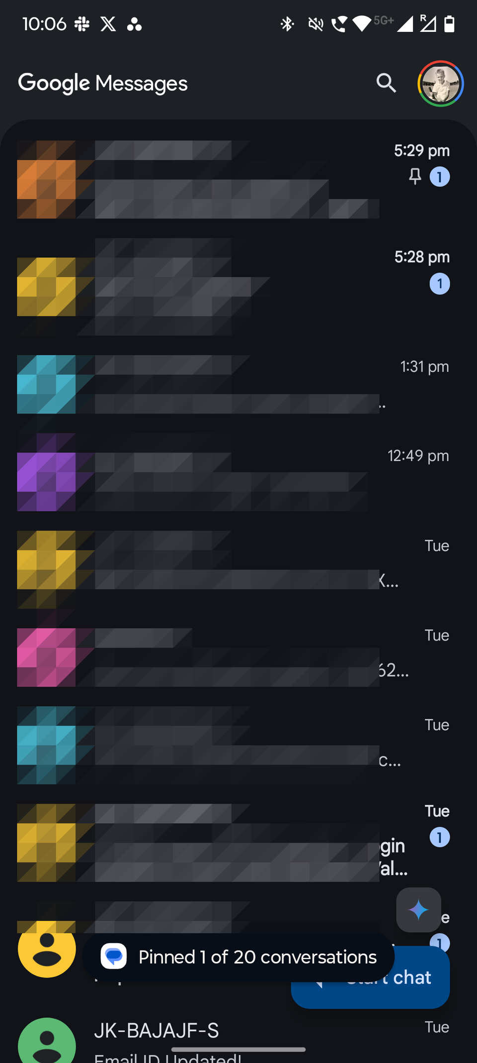 5 ميزات لرسائل Google تم الاستخفاف بها والتي توفر وقتك 9 لقطة شاشة تعرض ميزة تثبيت الرسائل في تطبيق رسائل Google