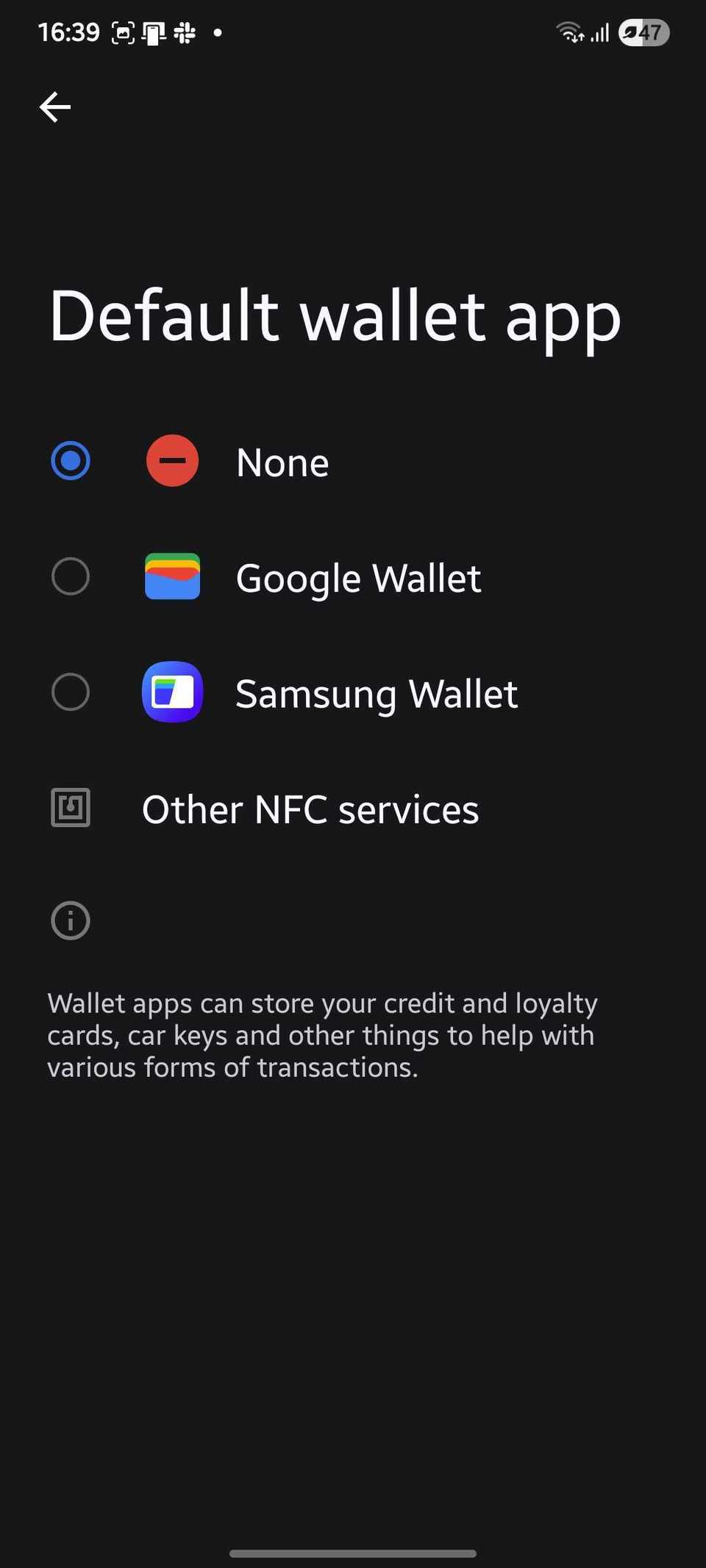 5 اختراقات لسرعة Samsung Wallet لإجراء عمليات الدفع بشكل أسرع 6 لقطة شاشة توضح كيفية إعداد محفظة Samsung كتطبيق المحفظة الافتراضي