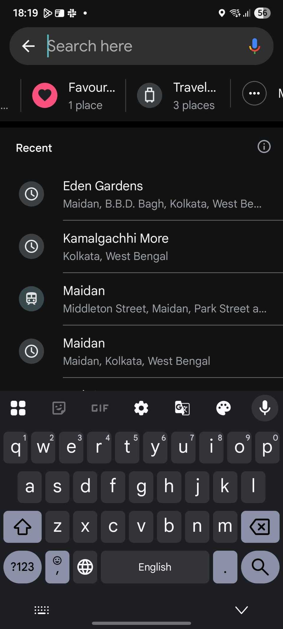 لقطة شاشة تعرض المفضلة على خرائط Google