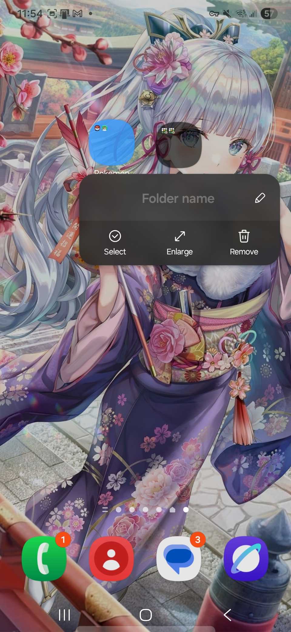 كيفية إنشاء مجلد بحجم القطعة على هاتف سامسونج الخاص بك 9 الخيارات المفتوحة لتحرير المجلد على الشاشة الرئيسية باستخدام زر التكبير