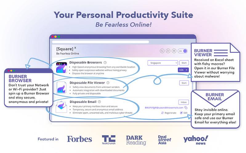 Captura de tela do pacote de produtividade online SquareX