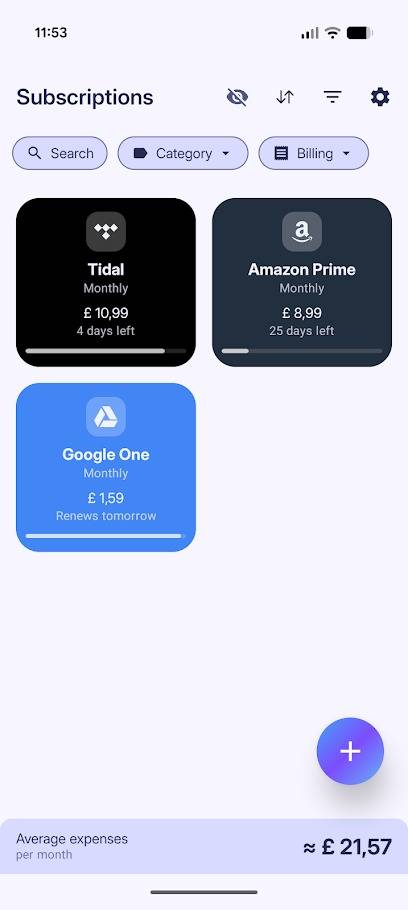 abbonamenti nell'app sottotraccia