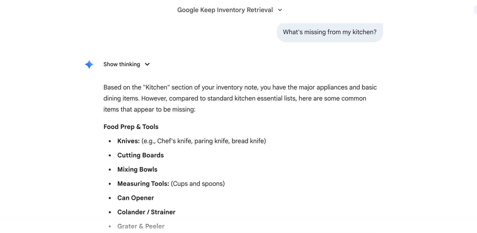 usando o Gemini com o Google Keep