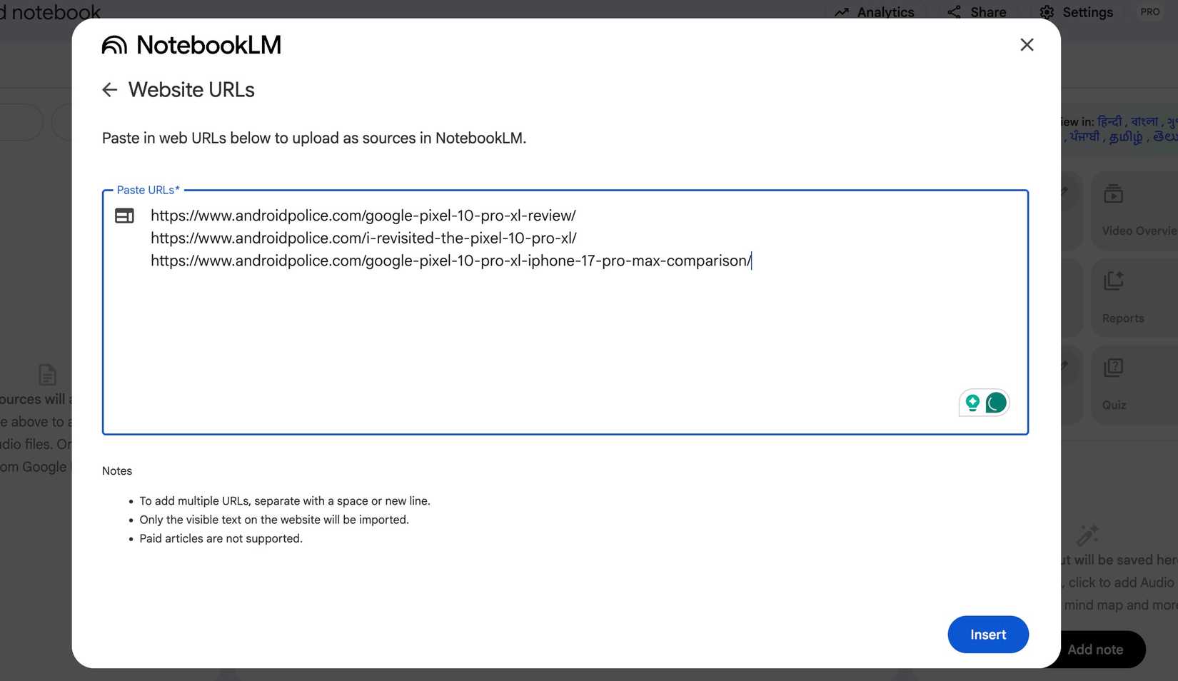 add links to NotebookLM