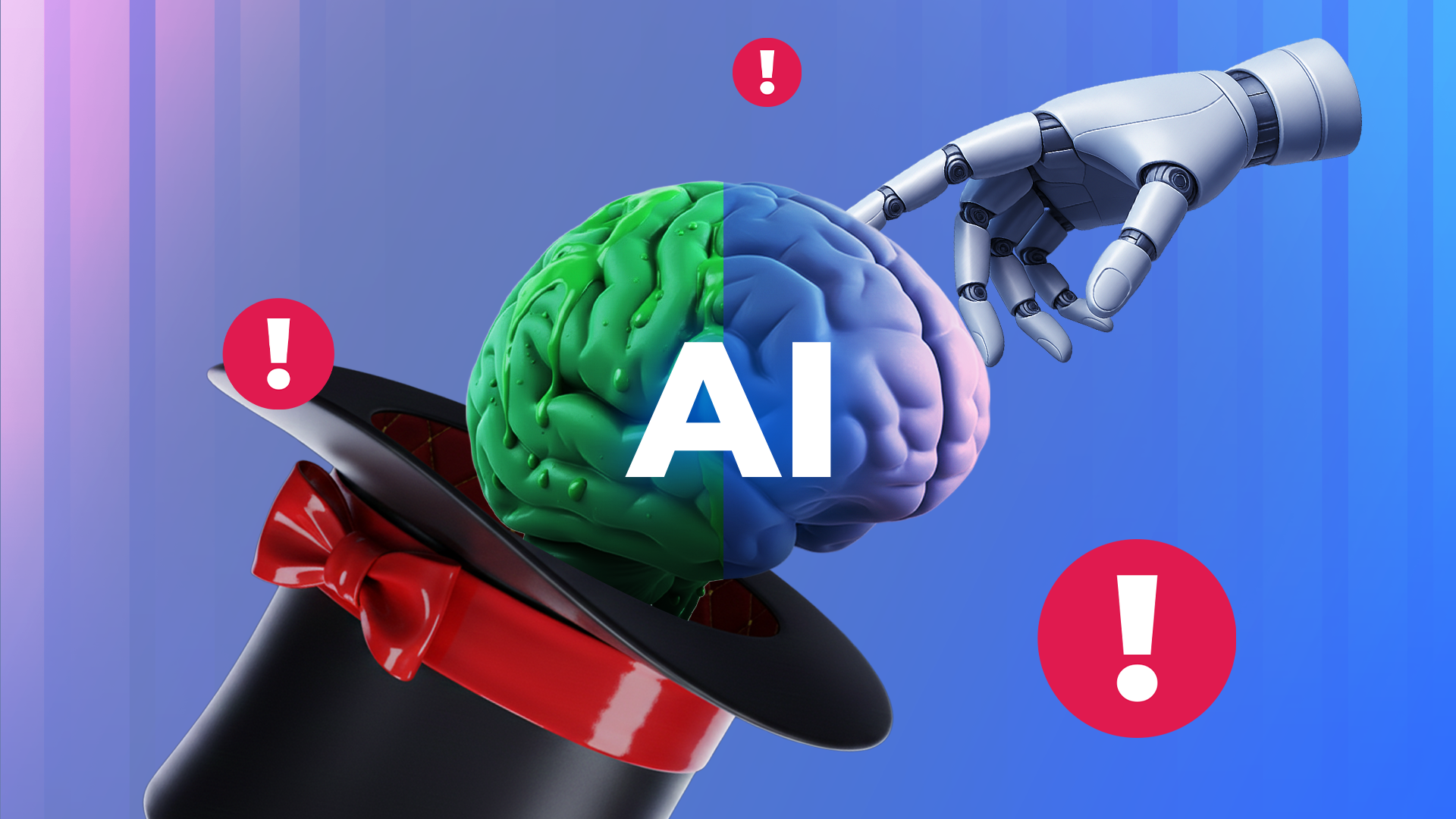 Una mano robotica che raggiunge un cervello etichettato 