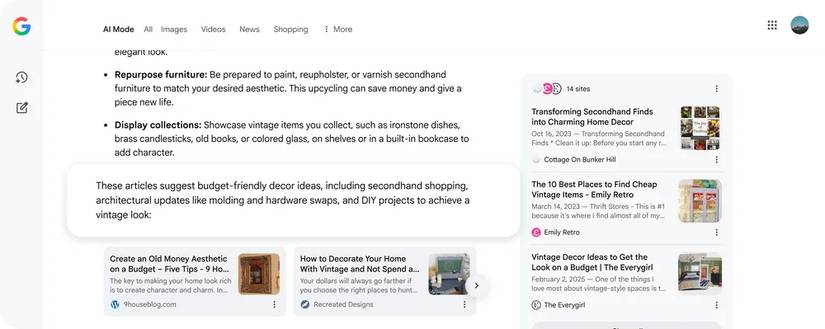 An image highlighting AI Mode's link introduction.