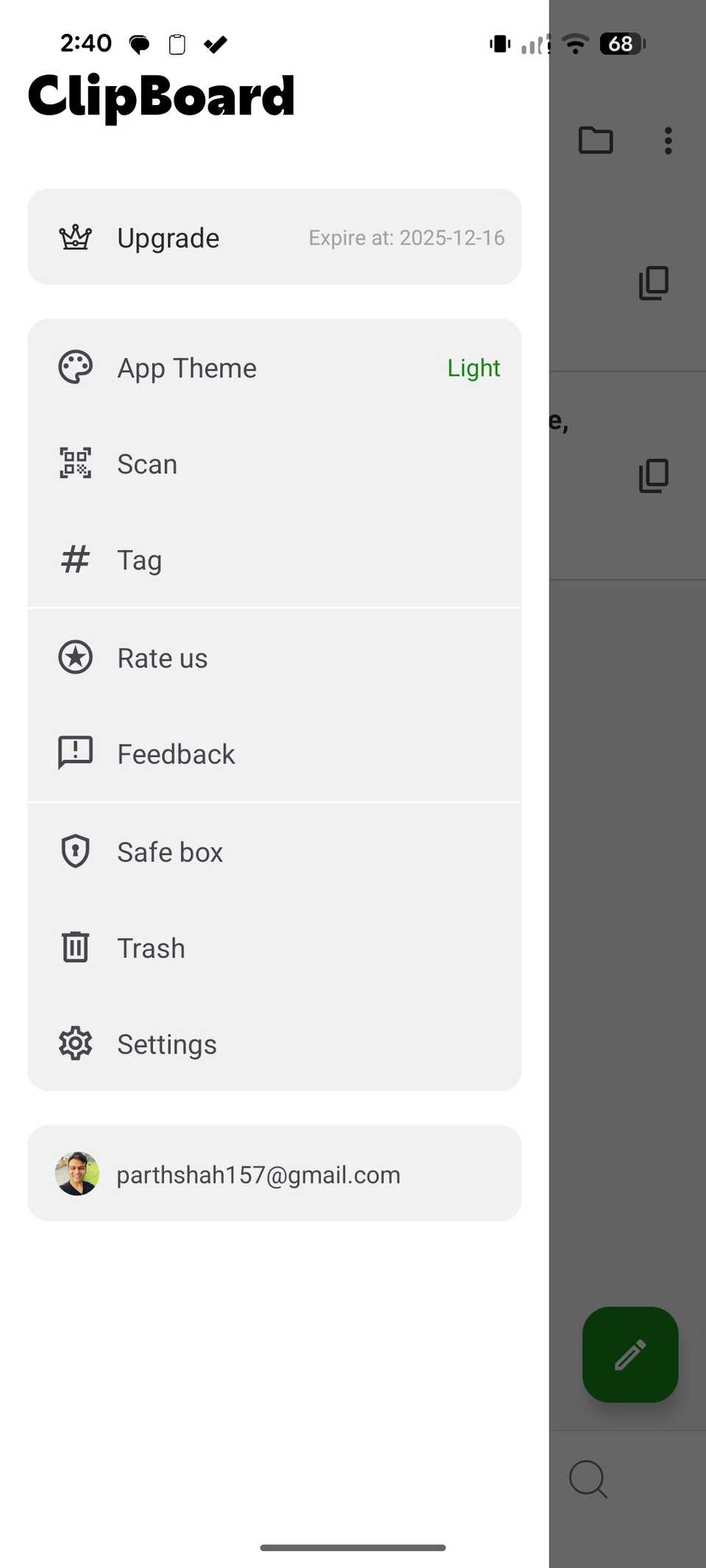 Menù hamburger negli appunti