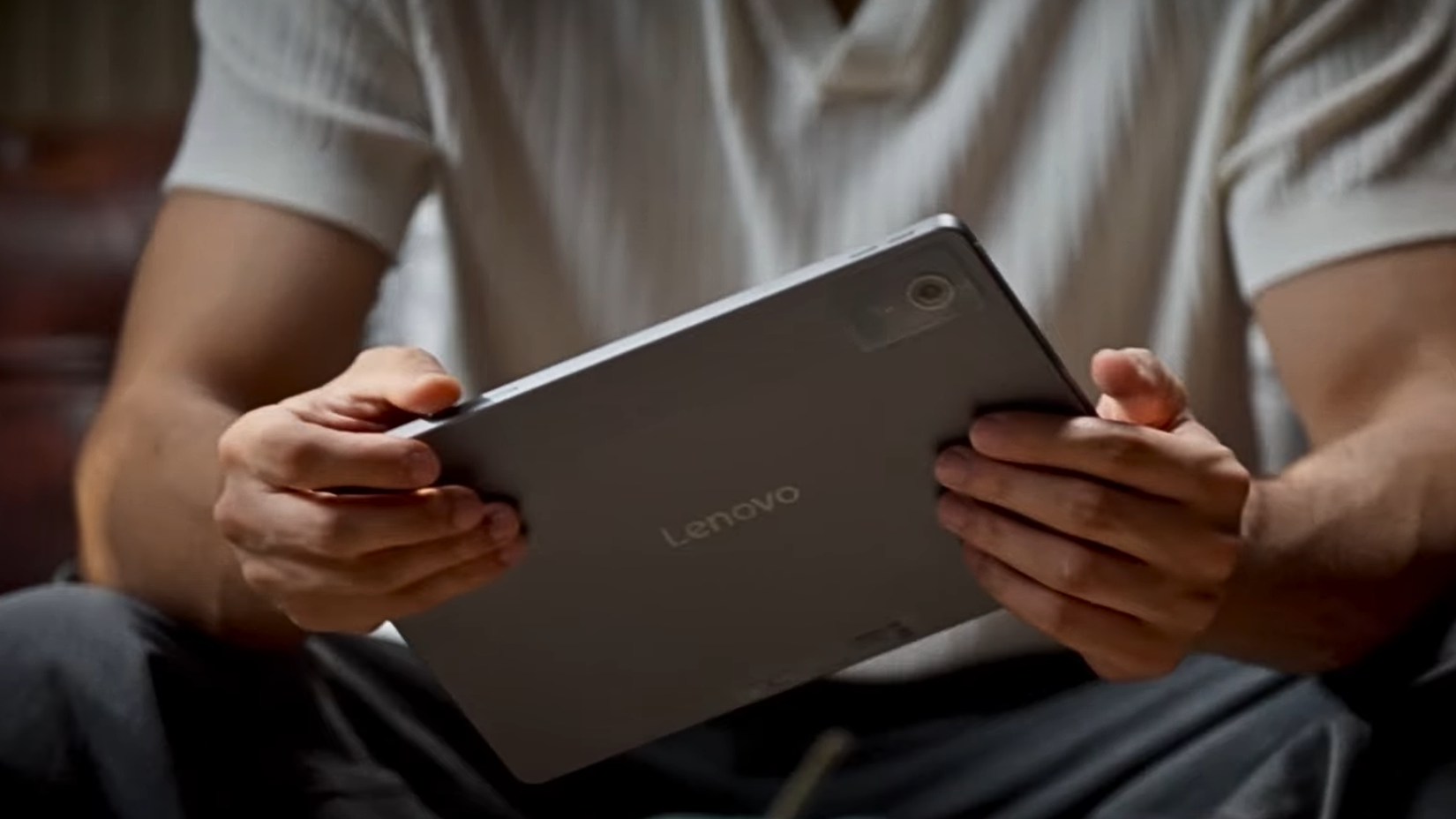 Person holding Lenovo Idea Tab