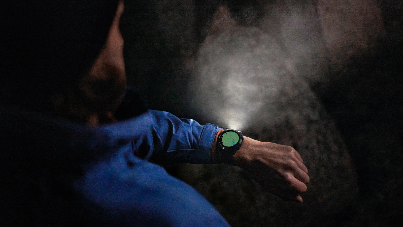 Garmin fenix 7 Pro Sapphire Solar on arm with flashlight on