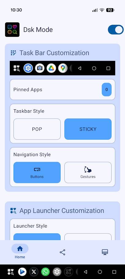 dskmode app settings page