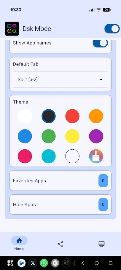 dskmode app settings page