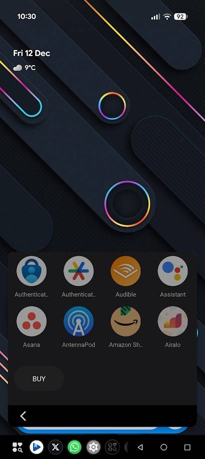 android home screen with taskbar