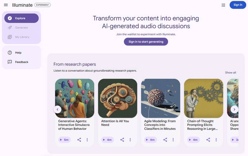 Screenshot showing the sign in page for Google Illuminate