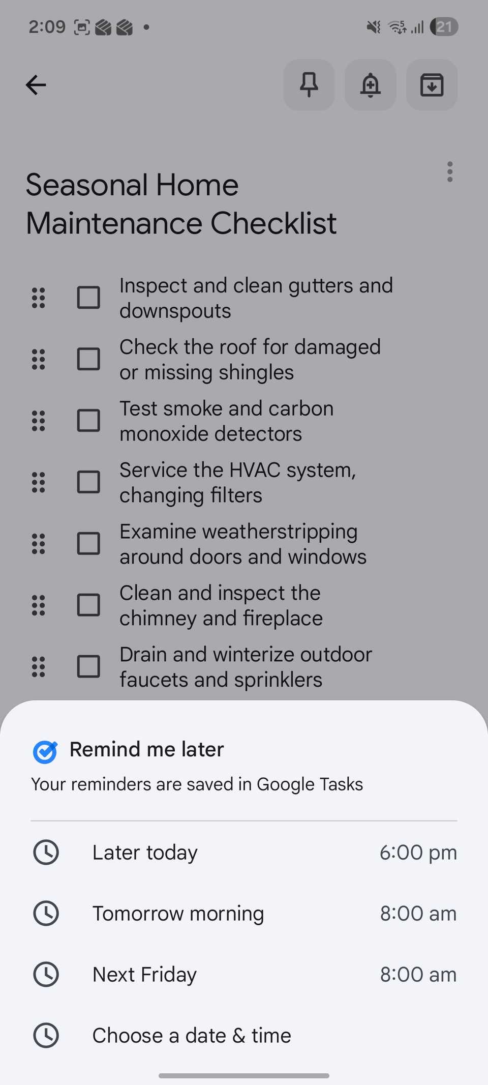 Promemoria di Google Keep