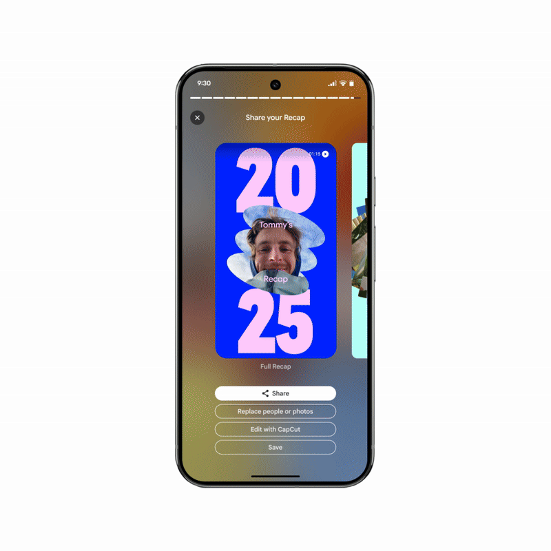 A GIF highlighting Google Photos' year-end recap.