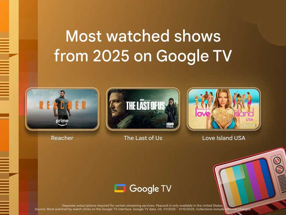 An image highlighting Google TV's most watched shows of 2025.