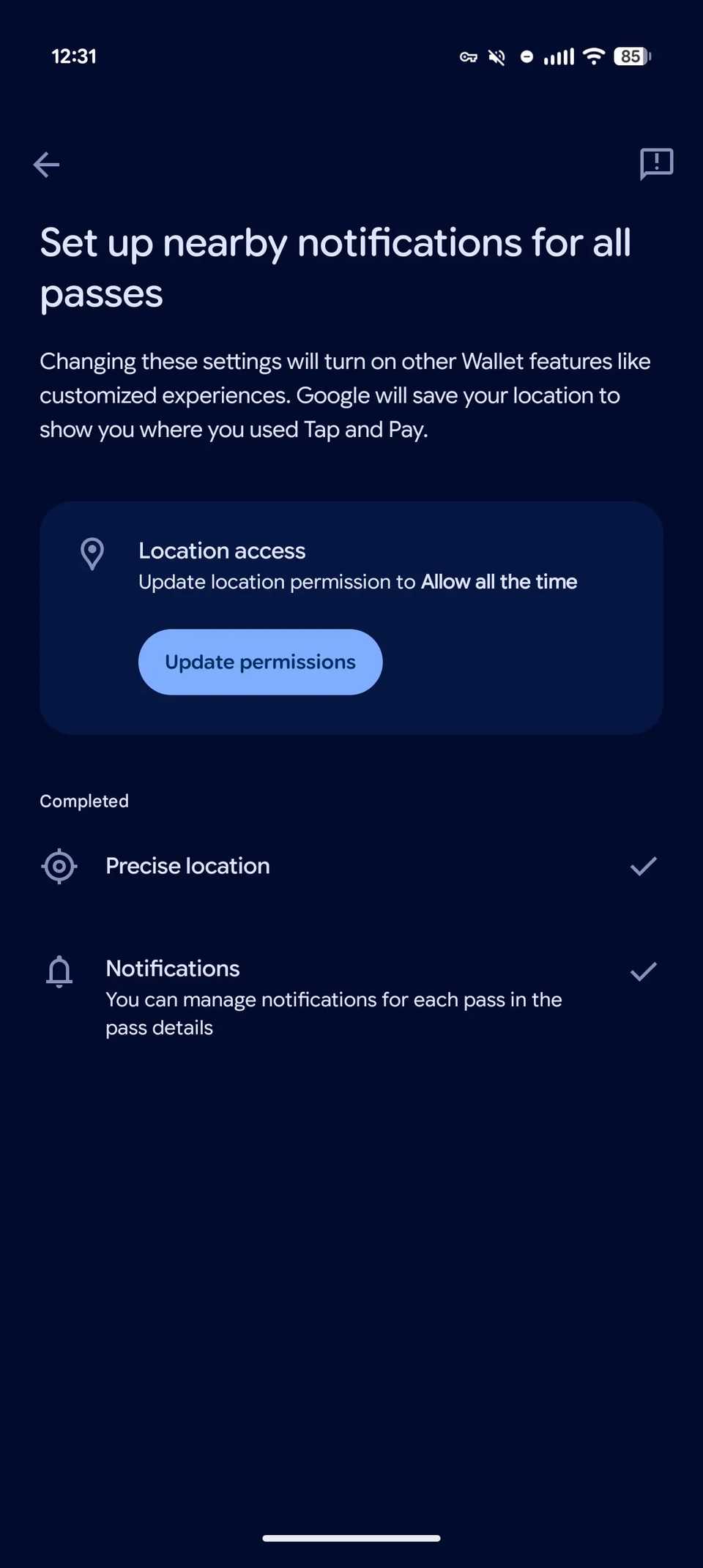 Notifiche nelle vicinanze di Google Wallet Impostazione-1-95